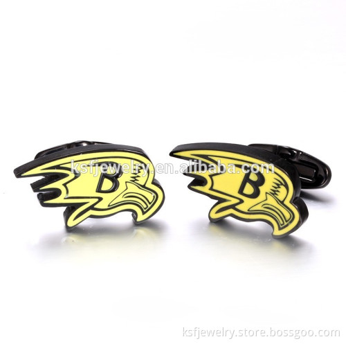 Personalized OEM stainless steel eagle cufflinks, black men fashion metal cufflinks wholesaler